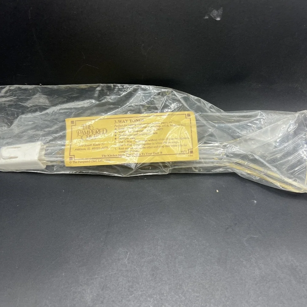 New Vintage 1994 Pampered Chef Acrylic 3-way Tongs For Serving Retired 4473 USA